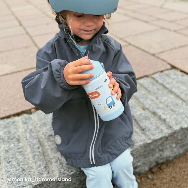 Kids drinking bottle in blue , lifestyle