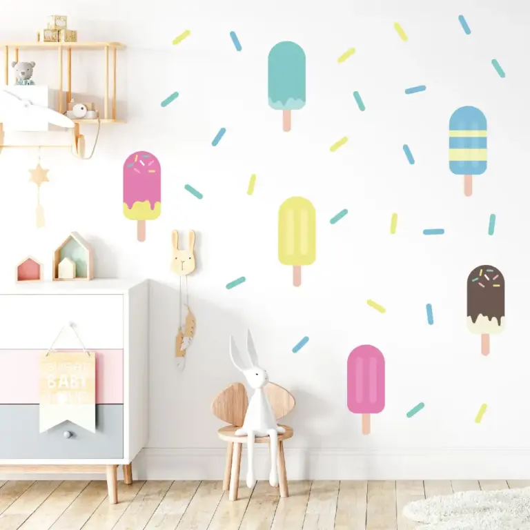 Ice cream wall stickers in a kids' room