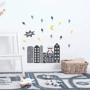 Superhero wall stickers in the kids' room