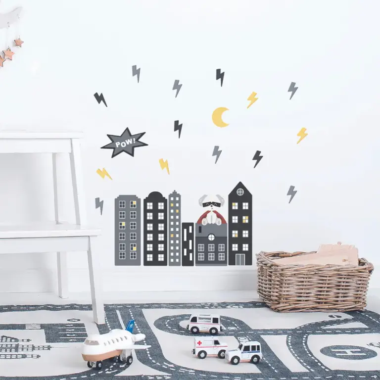 Superhero wall stickers in the kids' room