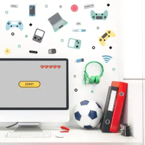 Gaming wall stickers above a desk