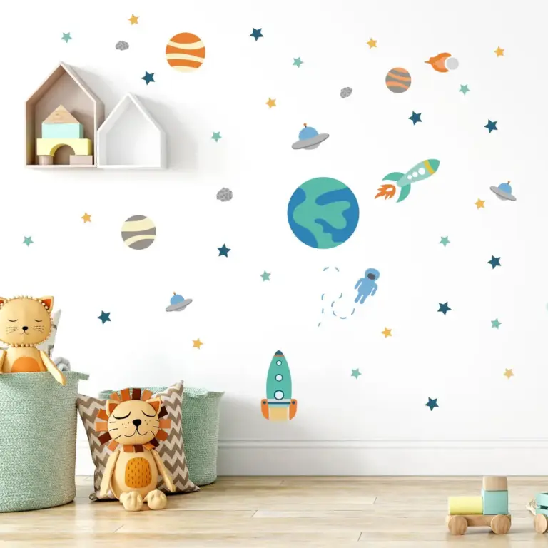 Space wall stickers in a kids' room