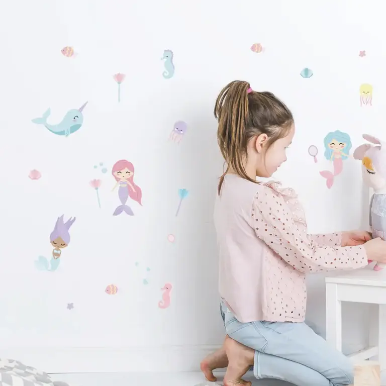 Mermaids wall stickers in a kids' room
