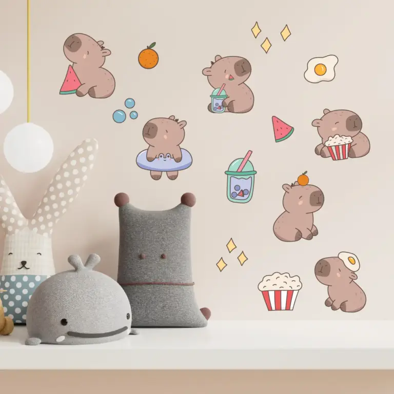 Capybara wall stickers in a kids' room