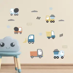 Diggers wall stickers in a kids' room