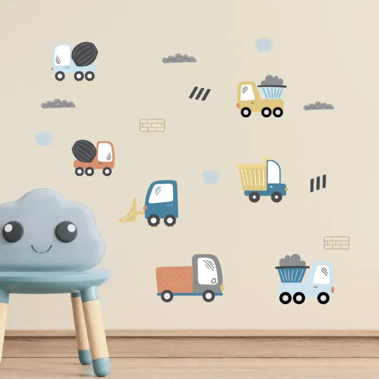 Diggers wall stickers in a kids' room