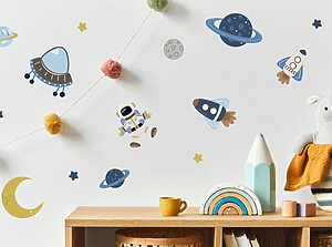Wall stickers featuring astronaut and space motives