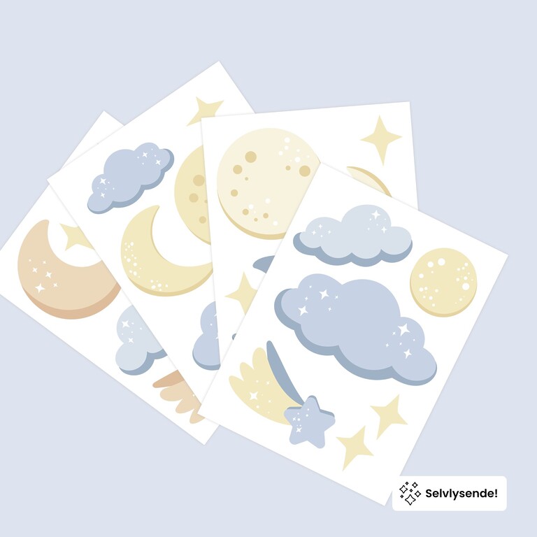 fan display of wall stickers with night sky