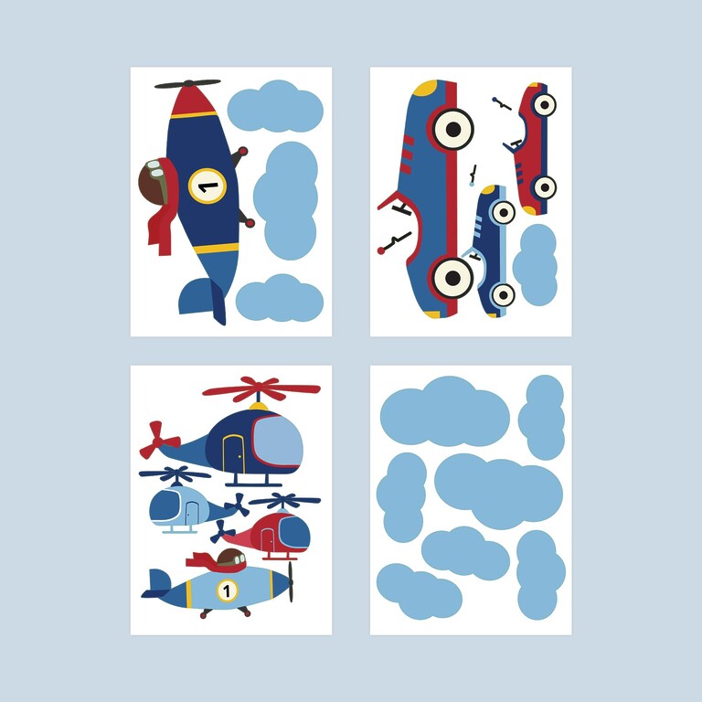 Retro vehicles wall stickers overview