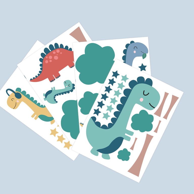 wall sticker sheet with dinosaurs