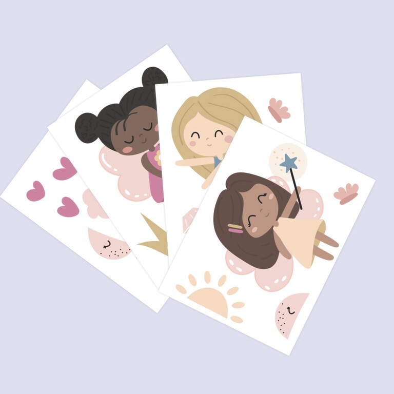 magical fairies wall stickers - the whole set with 4 A5 sheets of stickers