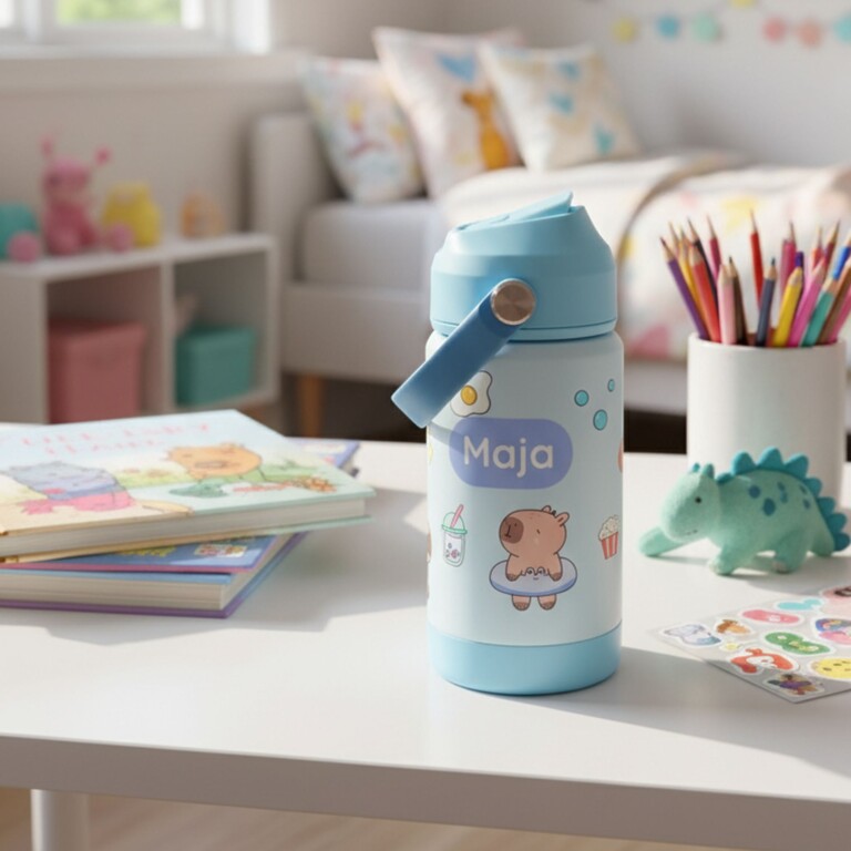 kids' drinking bottle on a table
