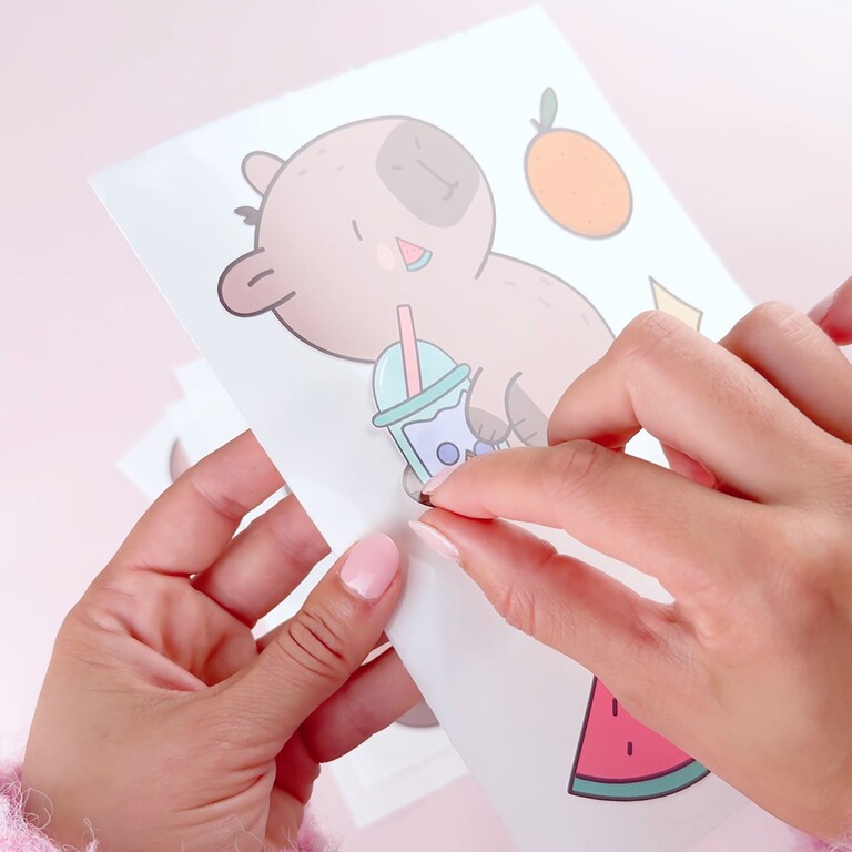 Capybara wall stickers on a sheet