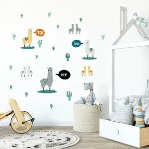Llama wall stickers in a kids' room