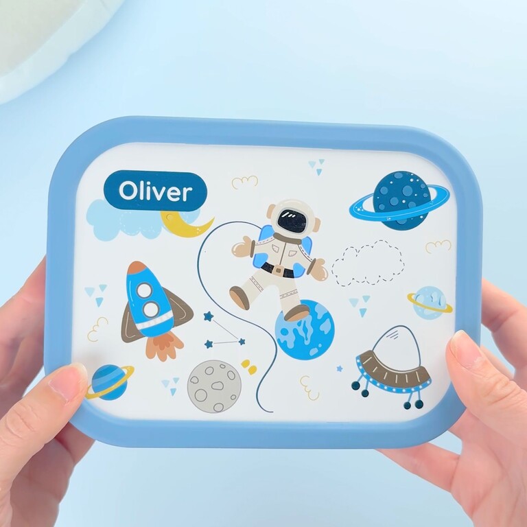 Lunchbox with space theme and a name